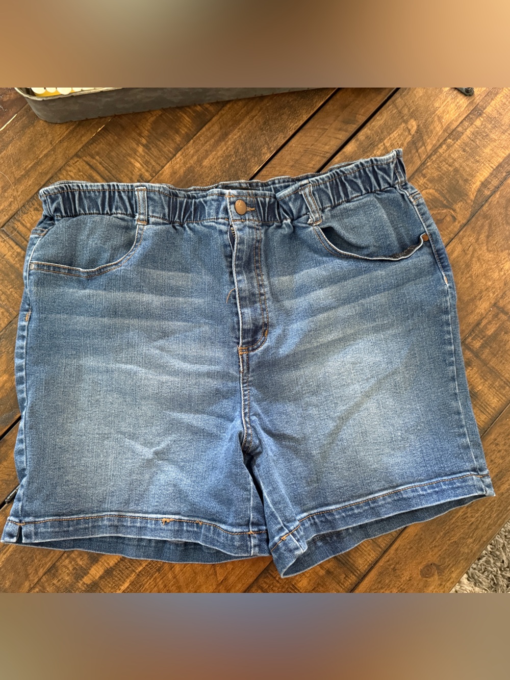 d. jeans Medium Blue Denim Elastic Waist Shorts